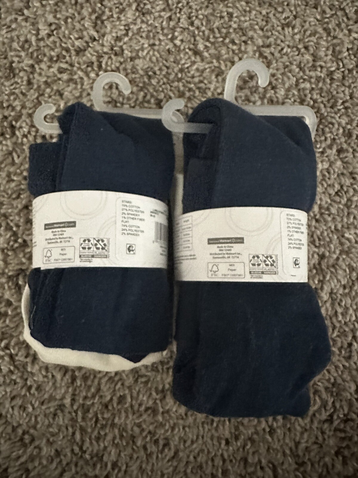 2XWonder Nations Toddler Girls Heavyweight Tights 2 Pc Gold Stars and Blue 6-18M