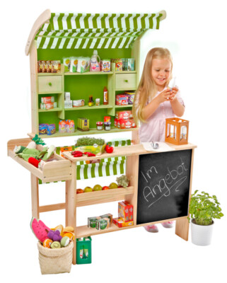 Tanner der kleine Kaufmann Großer Biomarkt, mit Miniatur Lebensmitteln