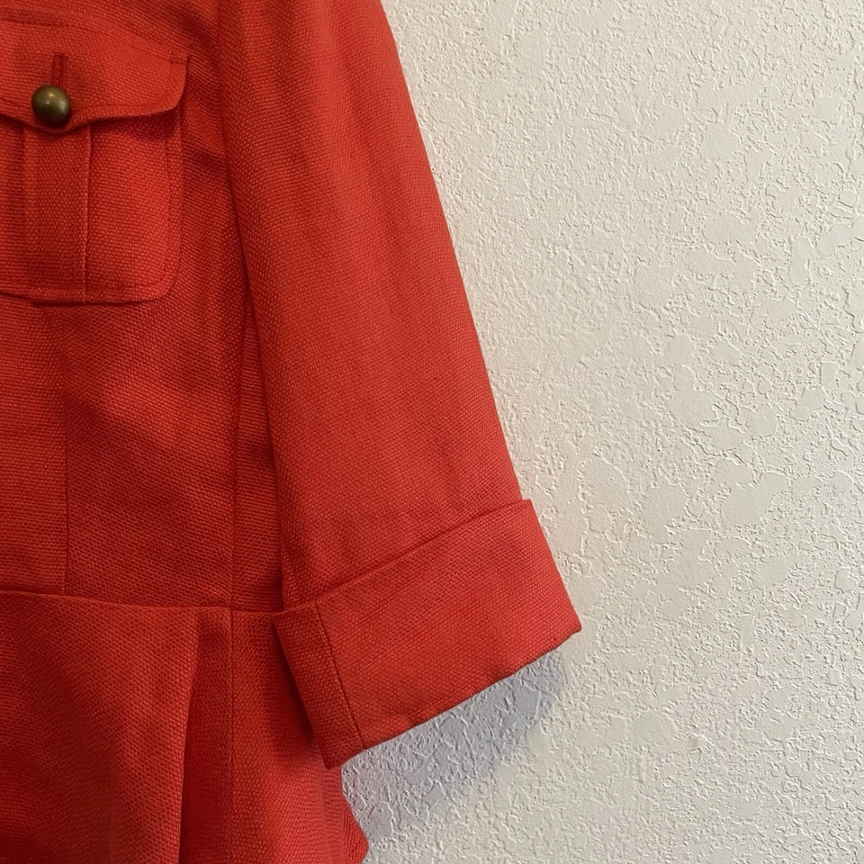 Chaqueta Ralph Lauren Mujer Talla 6 Naranja Lino Informal Estilo Militar Foto 4 de 4
