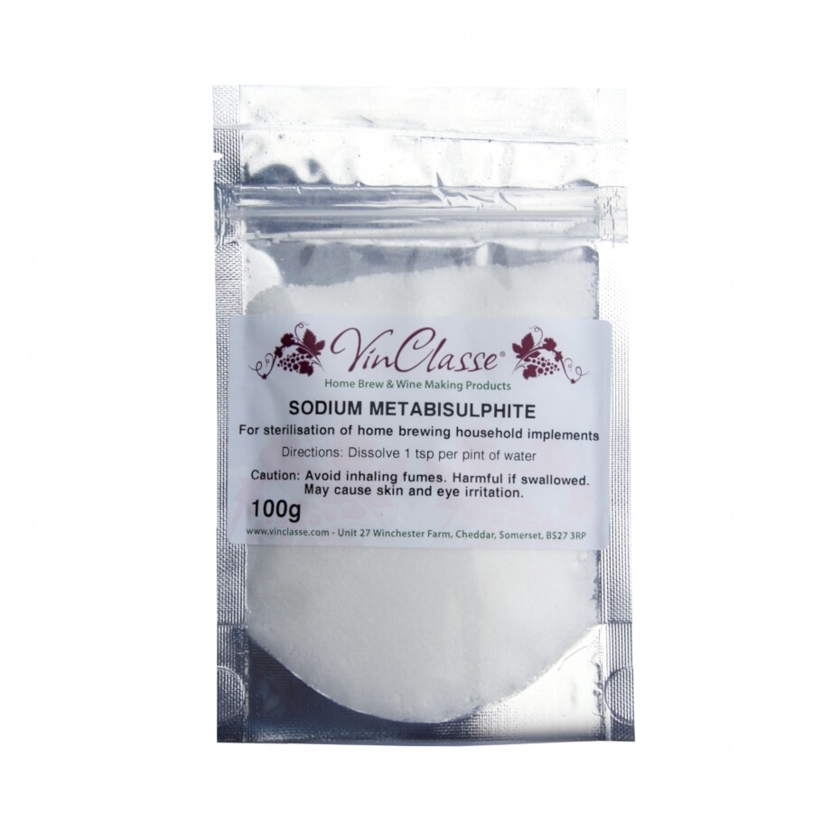 VinClasse Sodium Metabisulphite Powder - 100g For Wine Making And Home Brewing