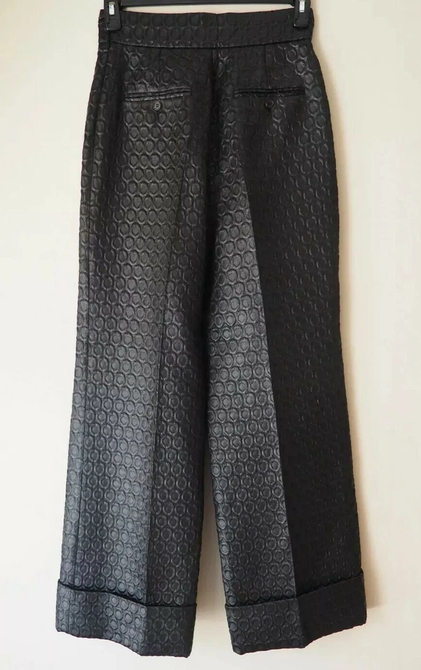 Pantalones PRADA Y2K 90 De Colección Pantalones Repujado Circulares Para Mujer 44 IT 10 EE. UU. Negros  Foto 2 de 4