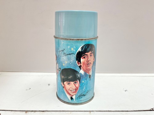 The Beatles Aladdin Thermos 8oz Nashville USA Rare 1960s Collectible Blue 1965 - Picture 2 of 14