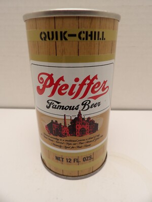 PFEIFFER FAMOUS STRAIGHT STEEL PULL TAB BEER CAN #108-25-A WIDE SEAM  ASSOCIATED