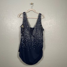 Swimsuits For All Women Plus Size 30 Navy Blue Silver One Piece Swimsuit Padded