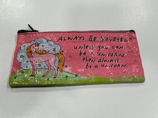 Blue Q Zipper Pouch Bag Always Be Yourself Unicorn Pencil Makeup Bag KA