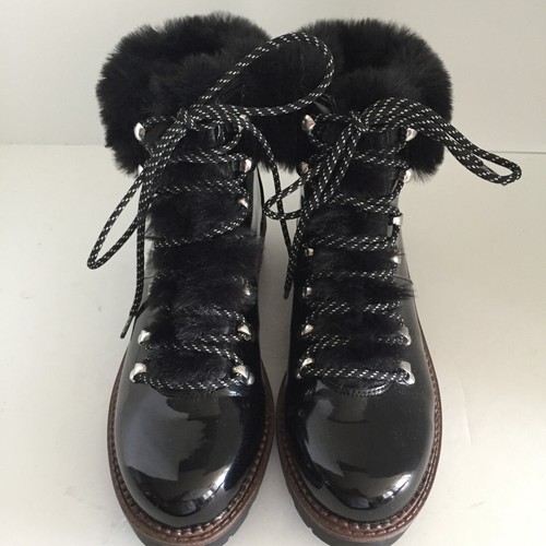 Esprit Women Celestin Fashion Boots Faux Patent Leather Faux Fur Hook Eye 7.5M - Picture 6 of 12