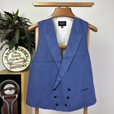 Hackett 42R Pure 100% Linen Double Breasted Waistcoat Morning Suit Ascot Wedding