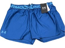   20 Under Armour PlayUp Blue Shorts Heat Gear Girls L Youth Gym Athletic Summer