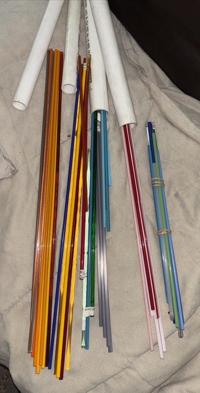 New/Used Glass Rods For Glass Bead Crafting 3.4 Lbs-mixed sizes-color FREE SHIP