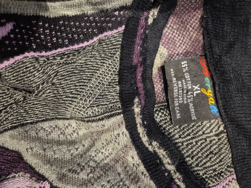 Bergatti XL Coogi Style Sweatshirt Purple Vintage Heavy Knit Hip Hop Style Y2k - Picture 23 of 24