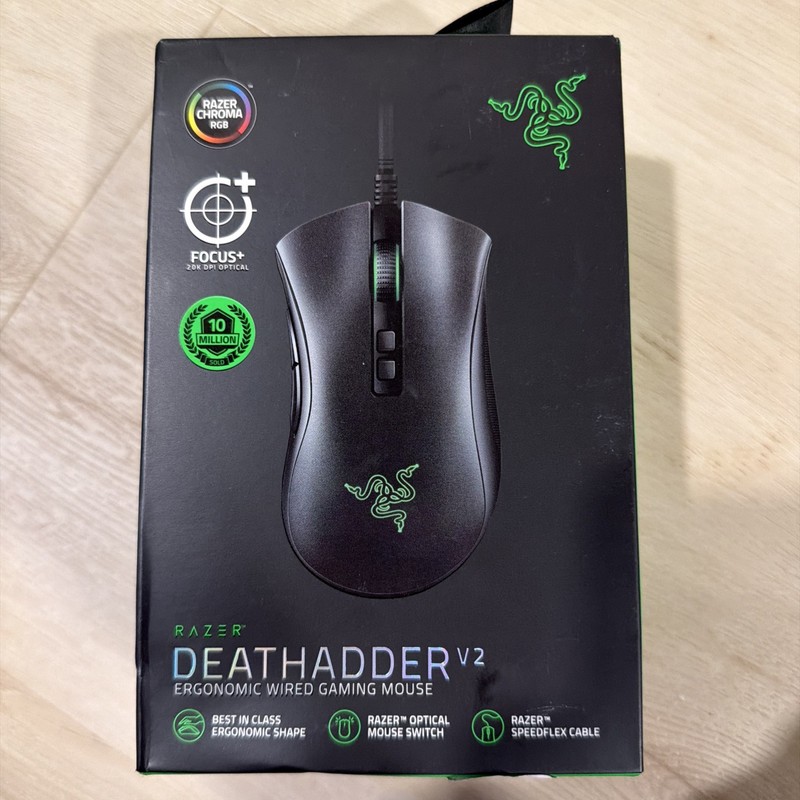 New Razer RZ01-03210100-R3M1 DeathAdder V2 Wired Optical Gaming Mouse, *SEALED*