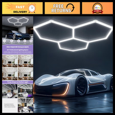 Super Bright 128W Hexagon LED Garage Ceiling Light - 5000K, Lightweight, Ideal f