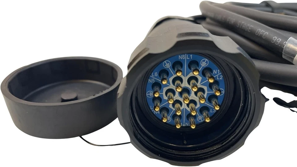 SOCAPEX SOCO 19 PIN to 6ft 6 Channel PowerCon Blue Female Breakout Cable - Image 2 of 4