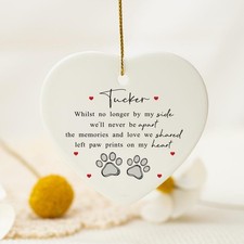 Ceramic Dog Memorial Ornament Paw Prints Keepsake