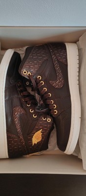 NIKE AIR JORDAN 1 PINNACLE TRAINERS RETRO BAROQUE BROWN 24K GOLD PLATED UK 15