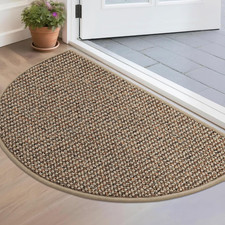 Absorbent Half Circle Door Mat 17" x 30" Non-Slip Taupe for Entryway