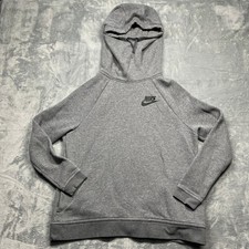 Nike Funnel Neck Hoodie Sweatshirt Women Grey Sportswear Essential Pullover L