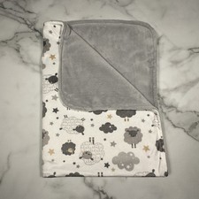 Parent s Choice Sheep Lamb Baby Blanket Gray White Lovey Stars Soft Plush 30x40"