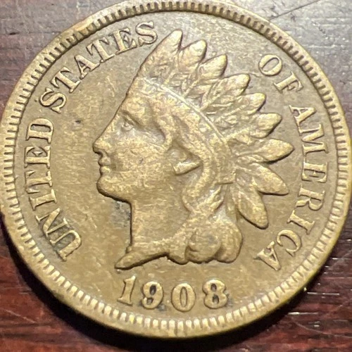 1908 S Indian Head Cent Penny - Very Fine Full Liberty Z-123