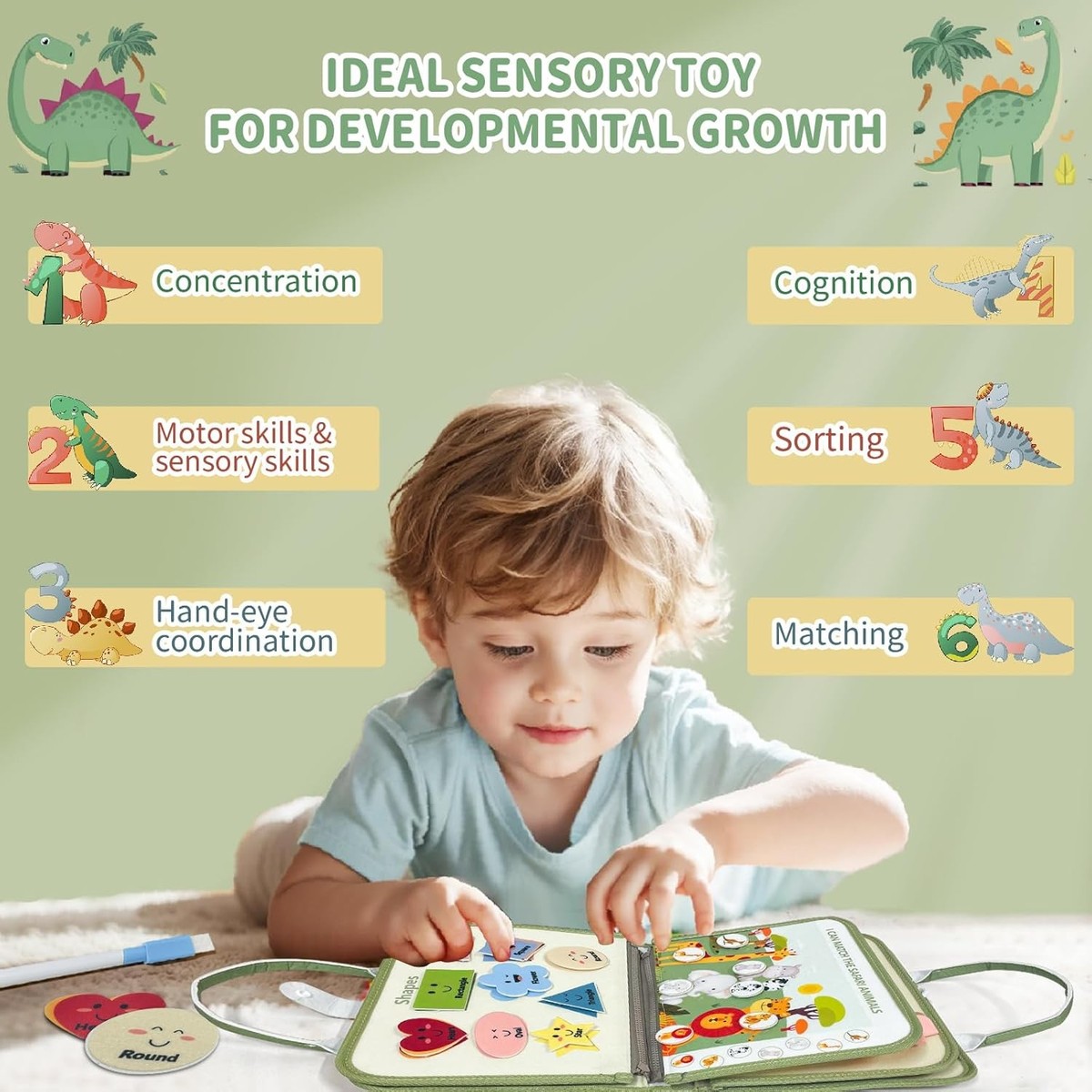 Montessori Busy Book Numeri E Forme Per Bambini 3-6 Anni – Libro Interattivo In Carta Resistente Con Attività In Velcro, Giochi Educativi Per Motricità Fine E Apprendimento - 4