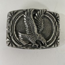 Vtg Majestic Bald Eagle Vintage Patriotic 1990'S EGE Laser Etched Belt Buckle