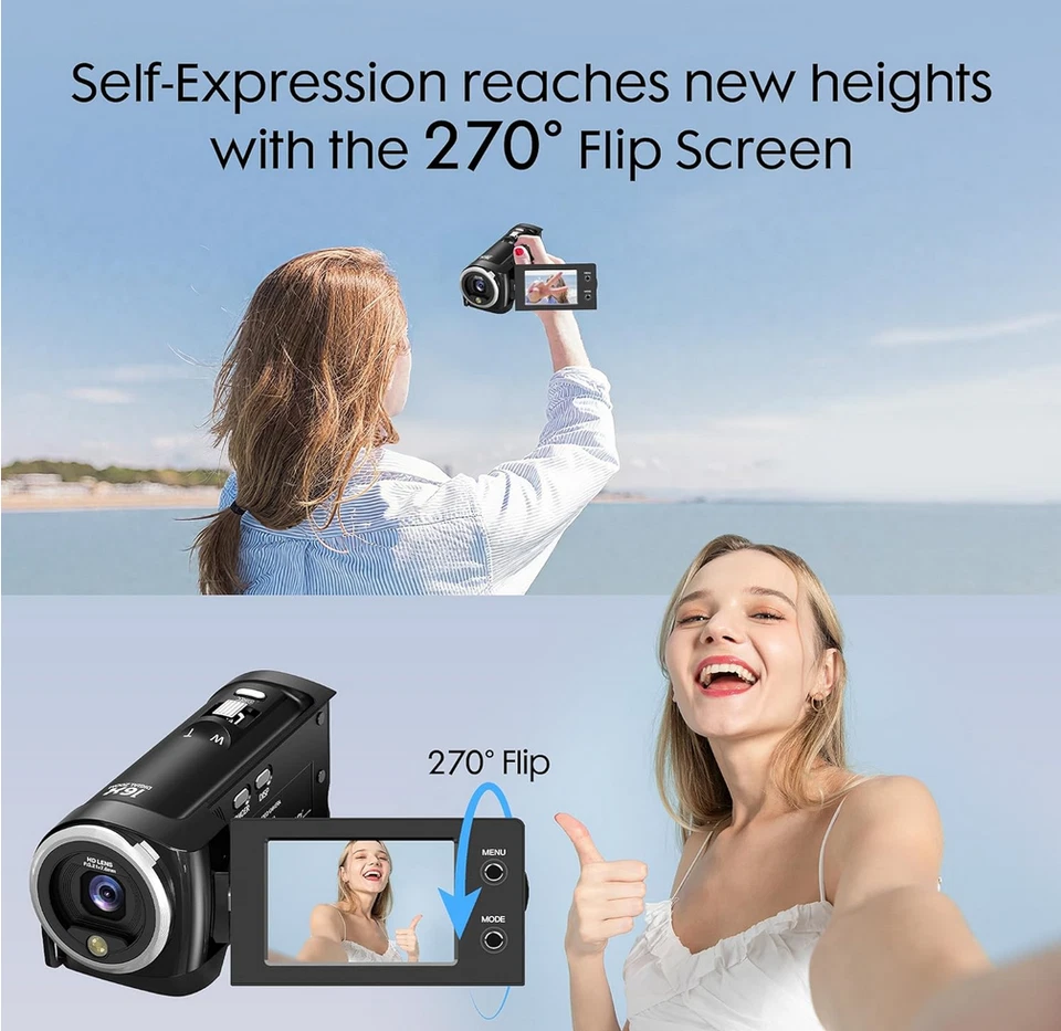 UHD 2K Digital Video Camcorder, 48MP Vlogging Camera for YouTube with Webcam Mod - Image 4 of 4