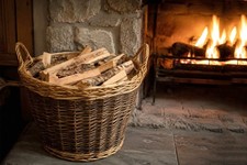 Round two tone wicker weave basket / log basket / kindling basket - FREE POSTAGE