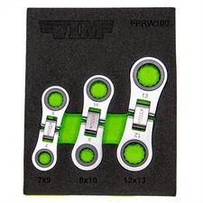 Vim Products FPRW100 3pc Metric Flex Finger Ratchet Wrench Set