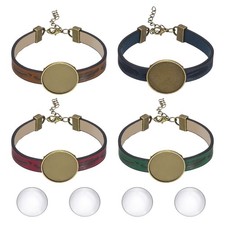 Bracelet Blanks for Jewelry Making 4pcs 25mm Green/Red/Blue/Orange/Bronze