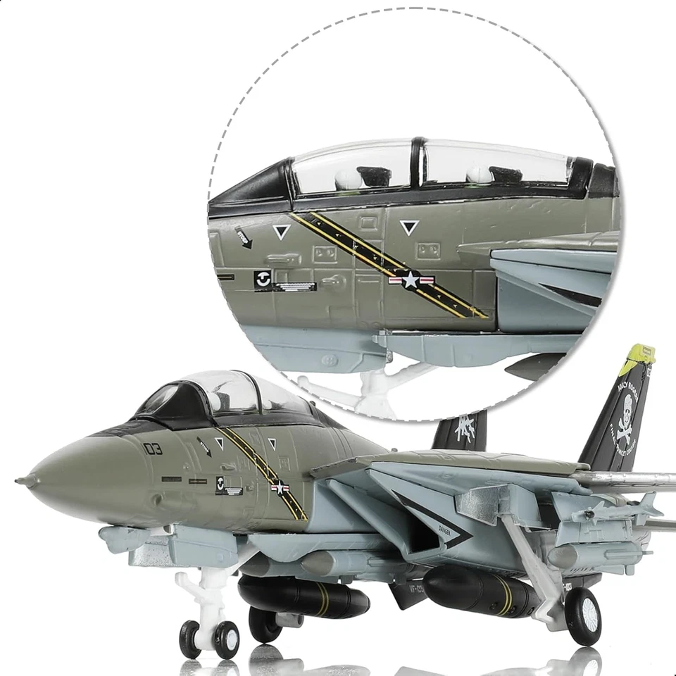 F-14A Tomcat 1/100 Kit Di Modello Aereo in Metallo Con Supporto VF-84 Jolly Roge - Immagine 3 di 4