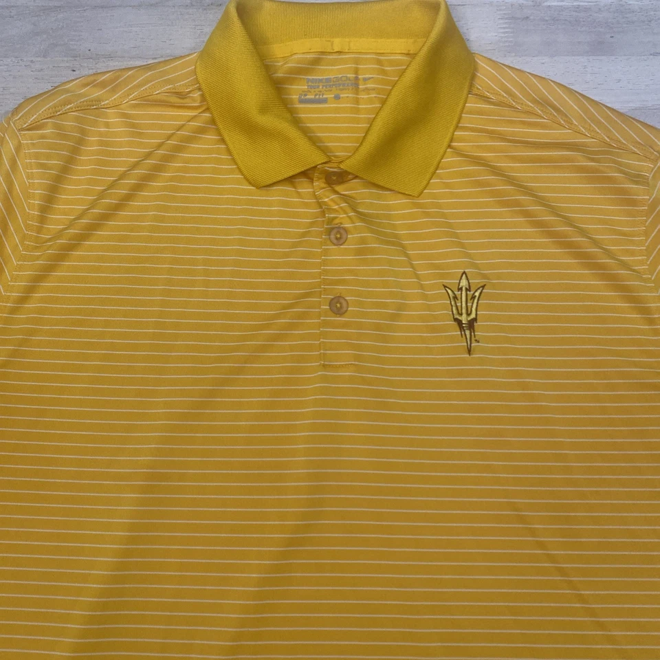 Camisa Polo Nike Arizona State Sun Devils ASU Para Hombres Rayas Doradas Talla XL Foto 3 de 4