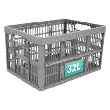 Folding Collapsible Plastic Storage Crates Boxes Stackable Basket 32L  Box New