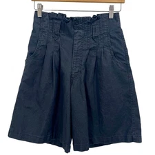 Vintage 90s Black Gitano High Rise Paperbag Boxy Chino Shorts Size 8