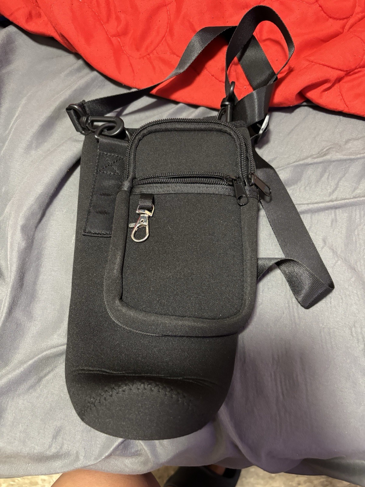 Black Small Crossbody Bag Zip Closure Zipper Pockets Adjusta