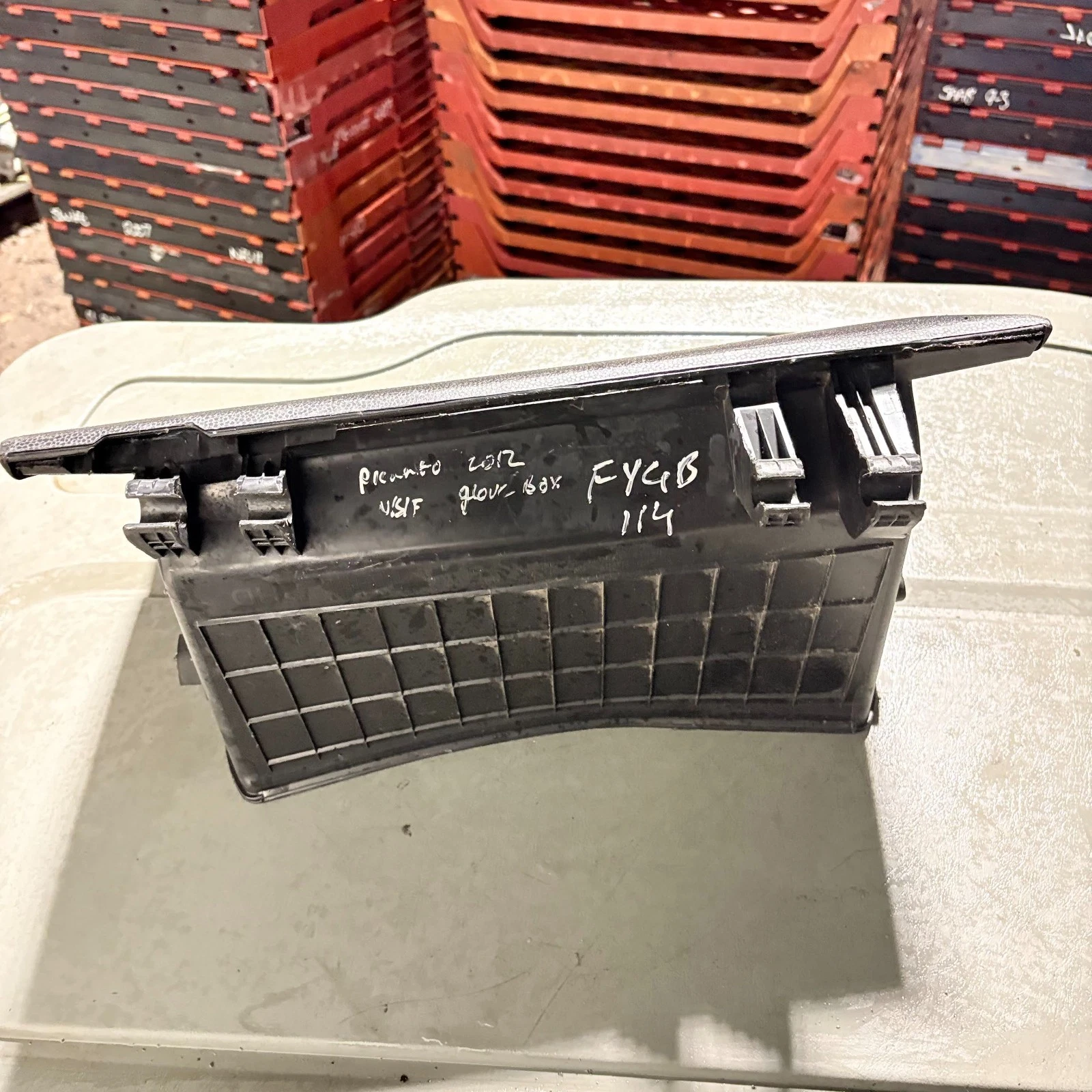 Kia Picanto TA glove box rear mounting view
