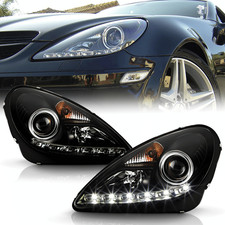 Xenon Scheinwerfer Set Schwarz für Mercedes SLK R171 Roadster 2004–2011 + TFL Xenon Scheinwerfer Set Schwarz für Mercedes SLK R171 Roadster 2004–2011 + TFL