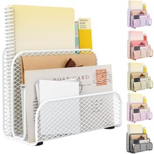 gianotter Mail Organizer Countertop, Metal File Holder with 3-Slot, White