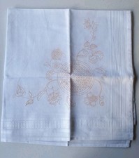 Tablecloth 100% Cotton Stamped for Embroidery Flowers Floral Vines Seasonal