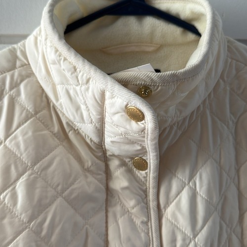 Talbots Cream Quilted Vest/gold Zipper/snaps Size X, New With Tags - Picture 4 of 9