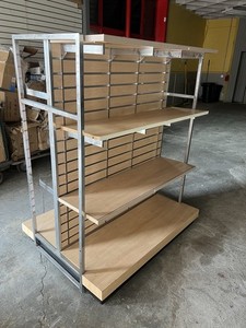 Retail Store Display Slat Wall Chrome W Shelves Double Sided 4 Available