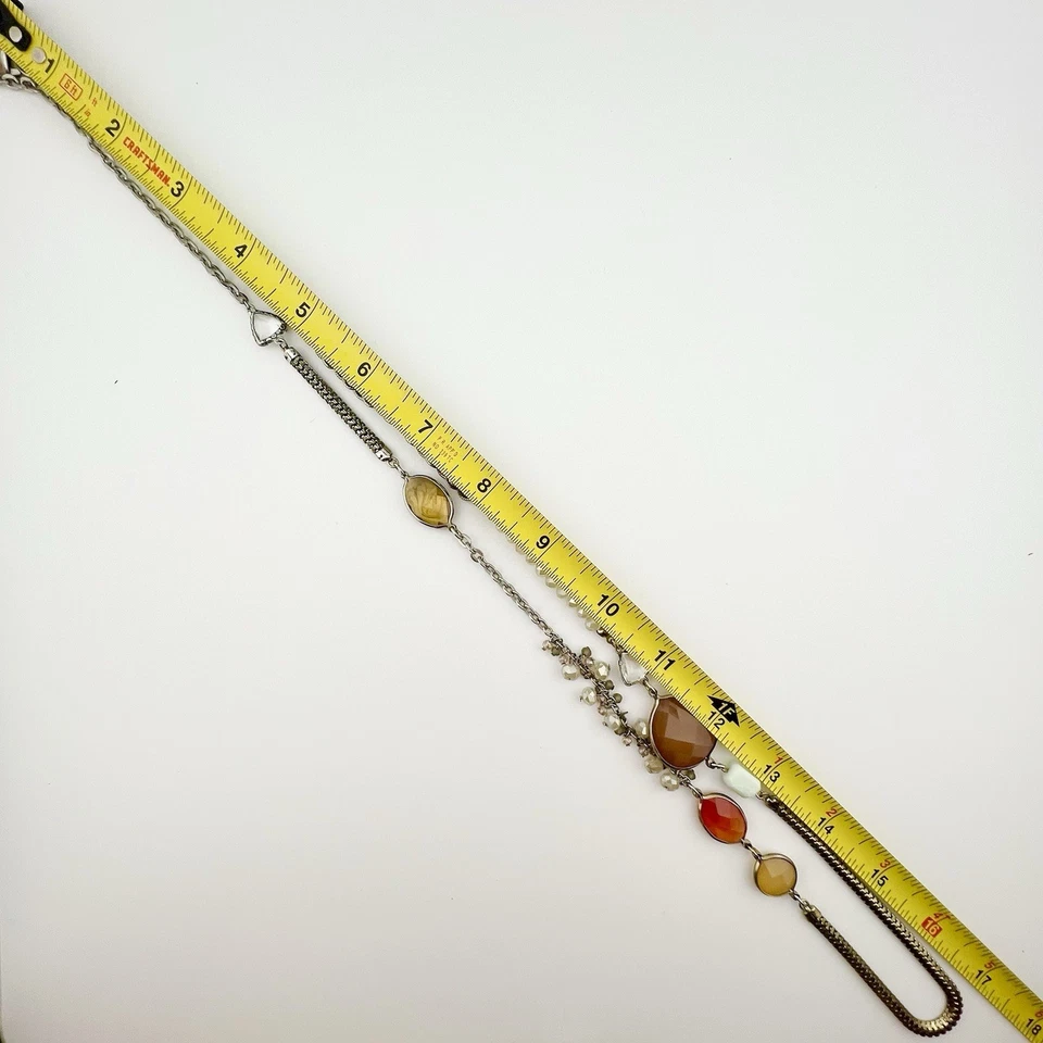 "Juego de collar de cuentas y bisel Ann Taylor Loft tono plata y oro 34""" Foto 2 de 4