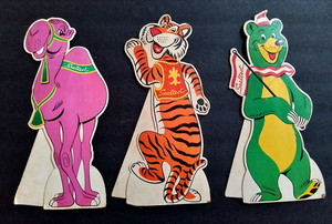 VINTAGE 1950's SEALTEST ICE CREAM ZOO ANIMAL ADVERTISING STORE DISPLAY STAND-UPS