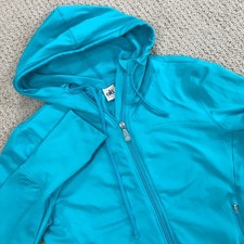 Alo Yoga CoolFit Full Zip Hoodie Turquoise Blue Thumbhole Jacket Small