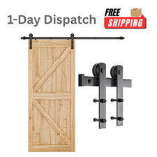 SMARTSTANDARD 6.6FT Barn Door Hardware Kit Sliding Track Black