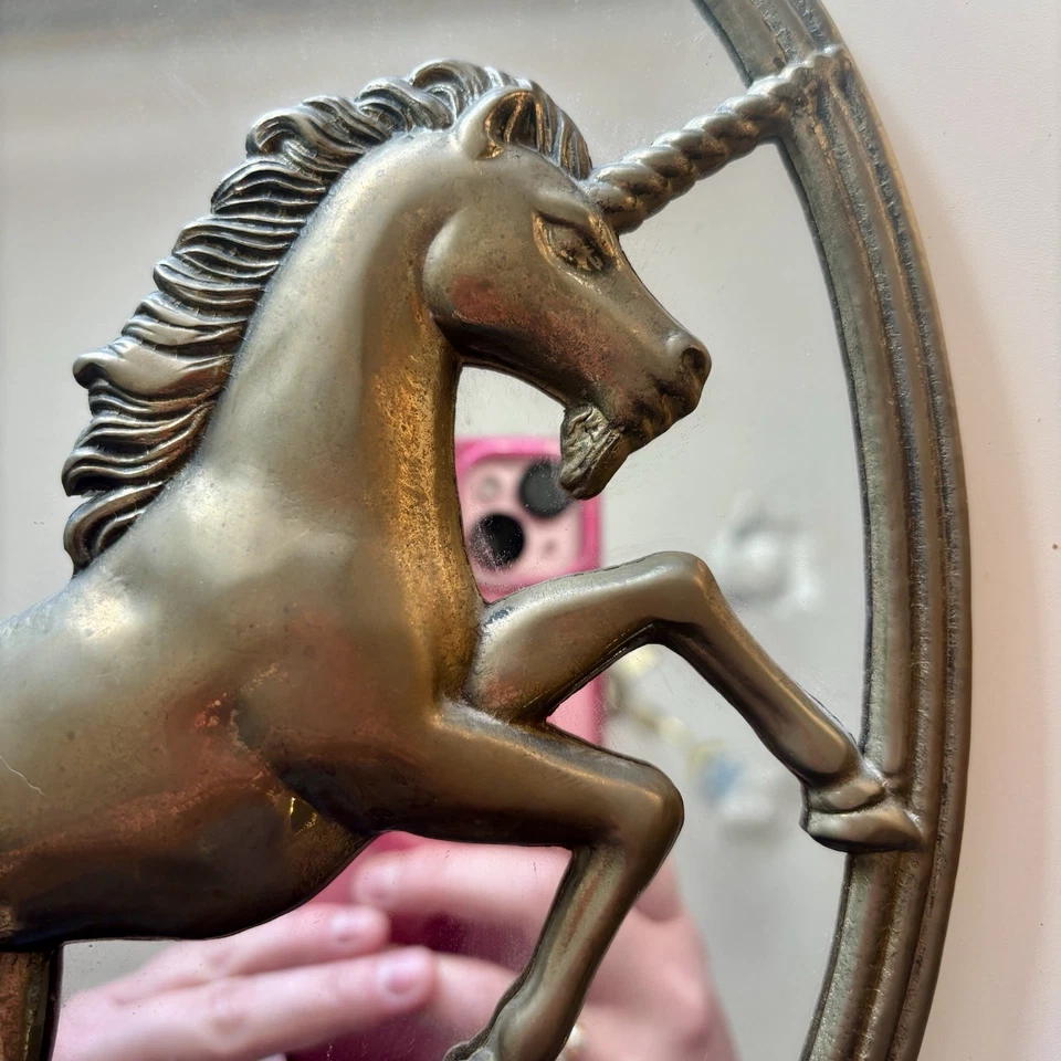 Espejo vintage MidCentury de latón macizo con diseño floral - muy... Foto 2 de 4