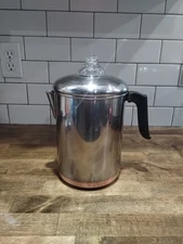 Vintagr Revere ware Copper Bottom Stainless Percolator Stove Top 10 Cup EUC