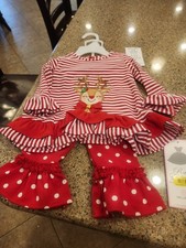 Rare Editions Girls 6/9 M Christmas 2 piece outfit Red  White