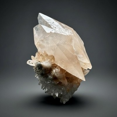 Double Terminated Scalenohedral Pink Calcite W Pyrite |Leiping Mine, Hunan China