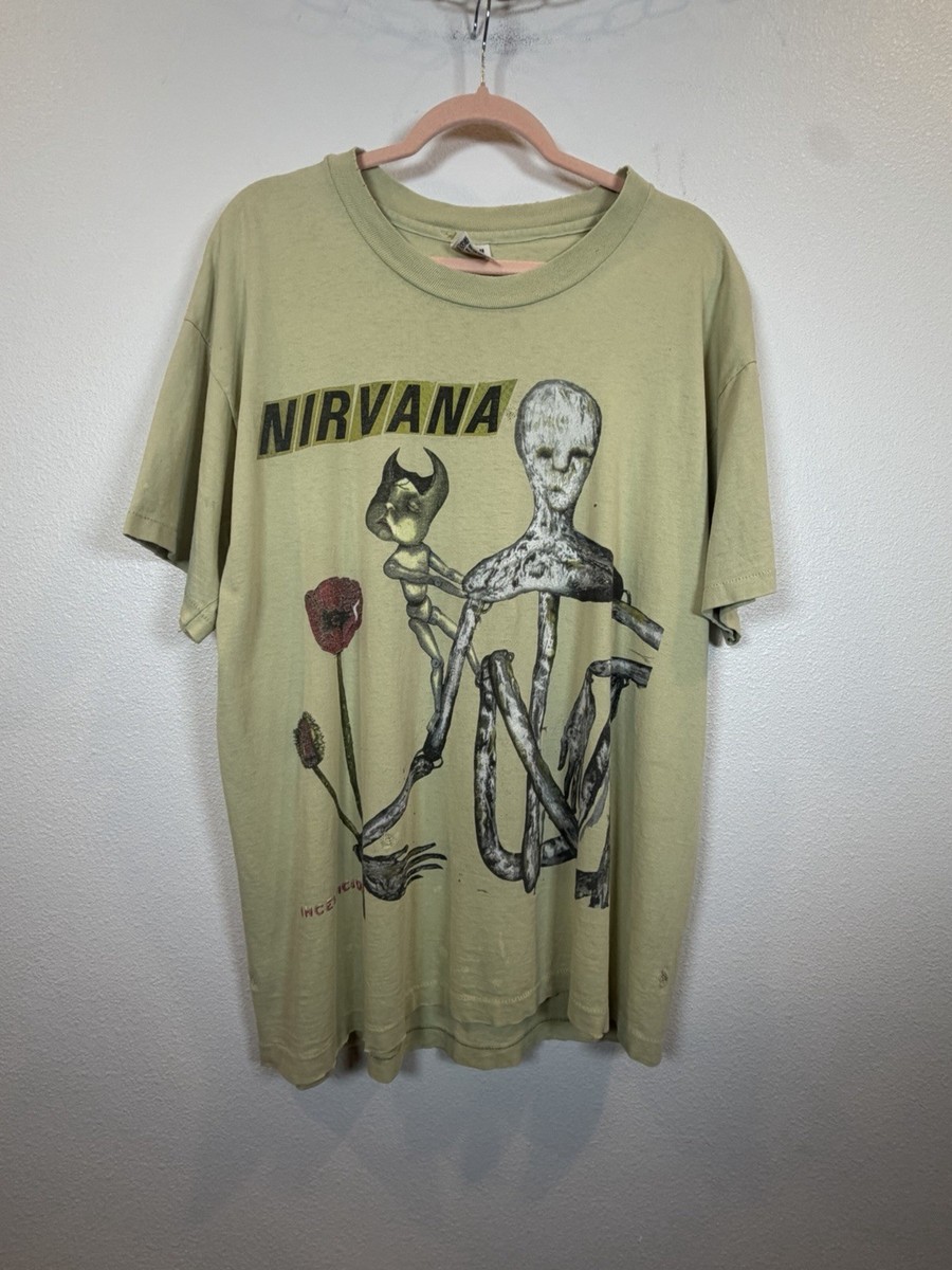 VINTAGE NIRVANA INCESTICIDE 1993 XL SHIRT ANVIL GREEN heart shaped 