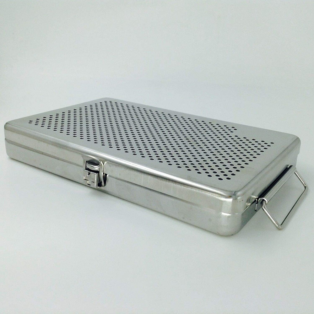 Big Stainless steel sterilization tray case 2 silicone mats surgical instrument